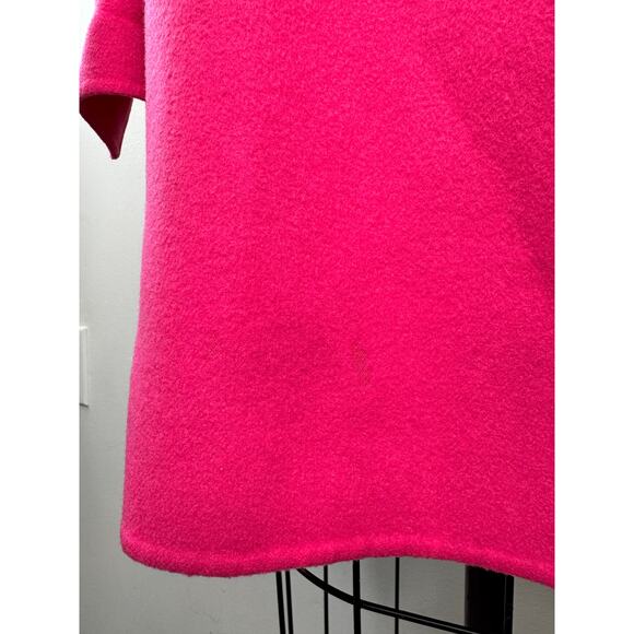 Linda Allard Ellen Tracy Bright Pink Walker Coat Wool Casual Mock Neck Size 10 - Picture 5 of 7